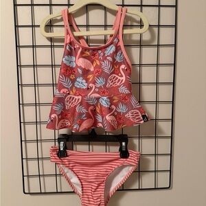Deux par Deux Pink Flamingo Kids Bikini Set